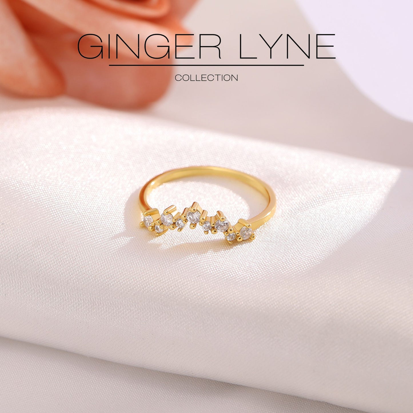 AriaHalfEternityRingforWomenSterlingSilverCZAnniversaryBandStackableChevronCurvebyGingerLyne_Gold-2