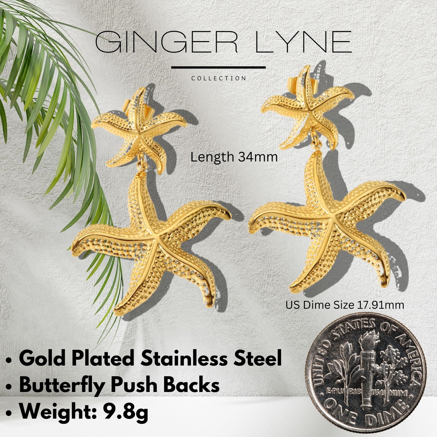 StarfishEarringsforWomenGoldPlatedStainlessSteelDangleJewelryButterflyBacksGingerLyneCollection_Gold-6