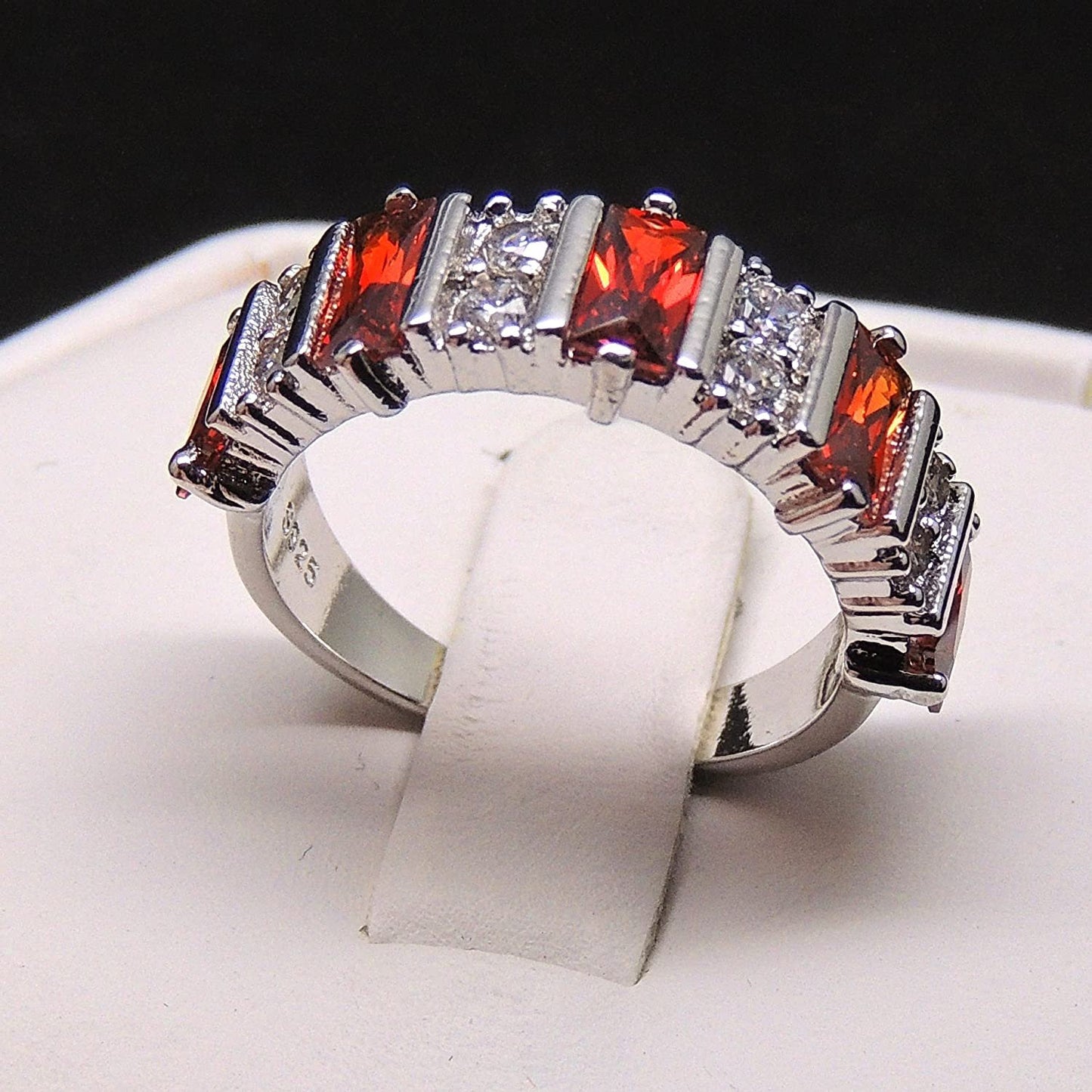 CandiceAnniversaryRingWhiteGoldPlatedRedCubicZirconiaGingerLyneCollectionSize6_Silver-3