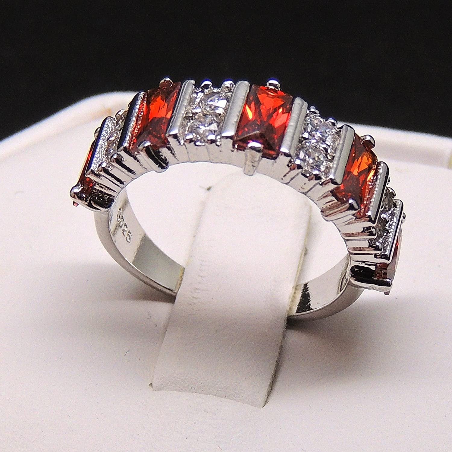 CandiceAnniversaryRingWhiteGoldPlatedRedCubicZirconiaGingerLyneCollectionSize6_Silver-3