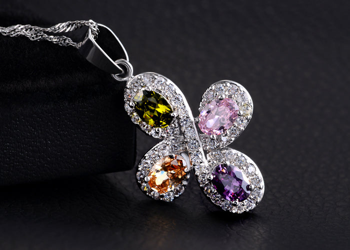 CrossPendantNecklaceforWomenMulitColoredPavePavedCZGingerLyneCollection_Clear-4