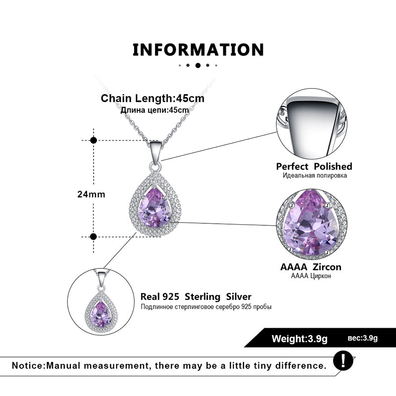 OvalTeardropPendantNecklaceforWomenSterlingSilverCzGingerLyneCollection_Purple-7