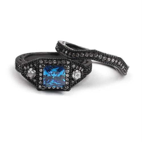 DanielleWeddingRingSetforWomenCzBlueEngagementRingBandGingerLyneSize6_Blue-2