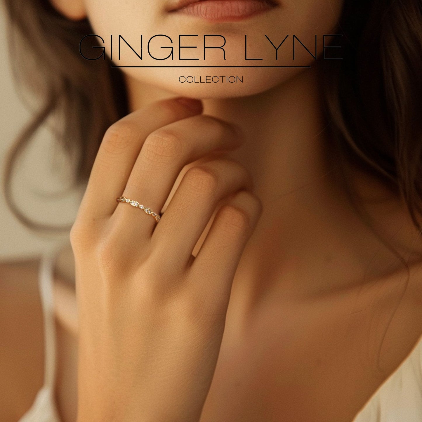 EternityWeddingBandforWomenCubicZirconiaSterlingSilverStackingRingsGingerLyneCollection_Scallop-Gold-4