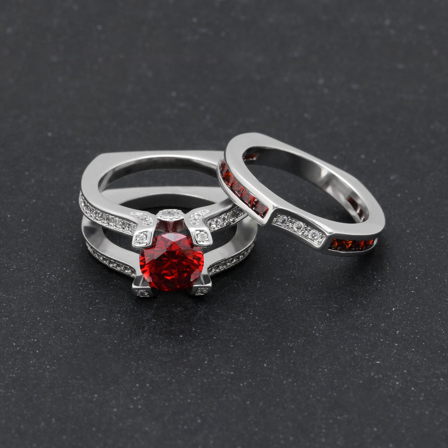 SkylarWeddingRingSetforWomenEngagementRingandMatchingBandCzGingerLyneCollection_Red/Red-2