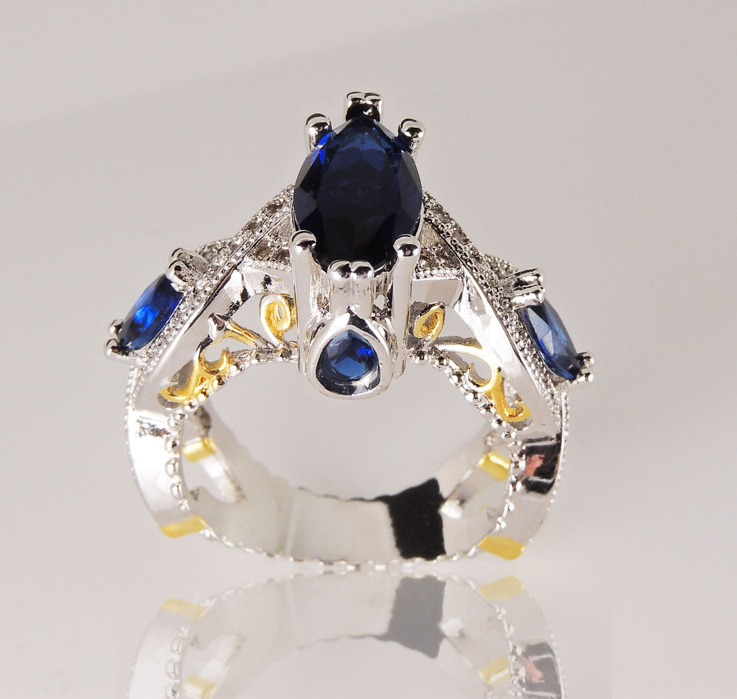 ElizabethBlueCzMarquiseBridalEngagementRingWomenGingerLyneCollectionSize6_Blue-5