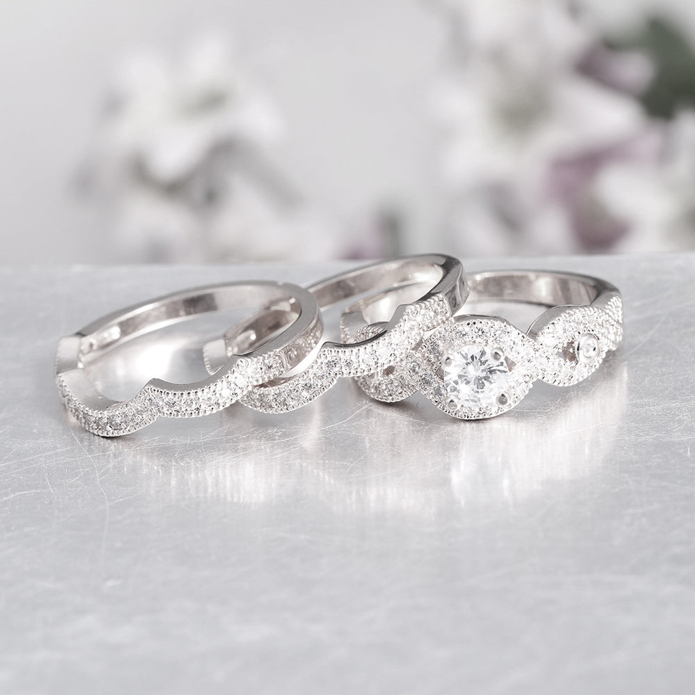 RoseyWeddingRingSetforWomen3pcCZEngagementMatchingBandsGingerLyneCollection_Silver-2