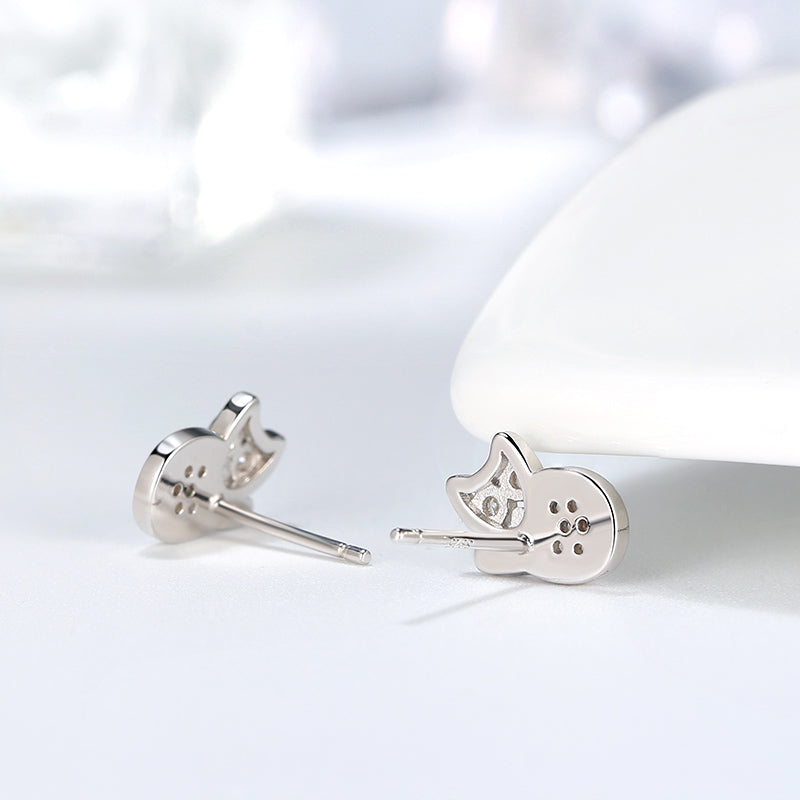 CatKittenEarringsforWomenSterlingSilverClearCZGingerLyneCollection_Silver-4