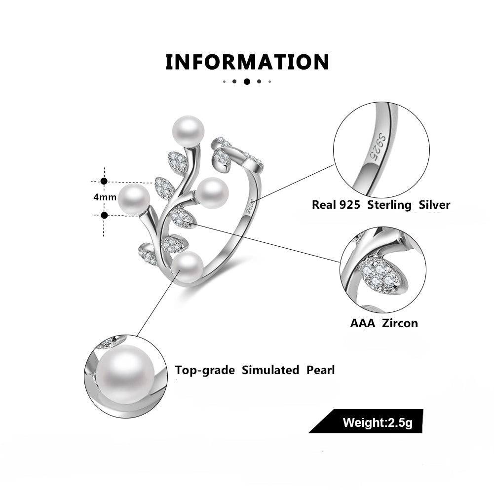 LeafSimulatedPearlAdjustableWrapRingforWomen925SterlingSilverGingerLyneCollection_Silver-5