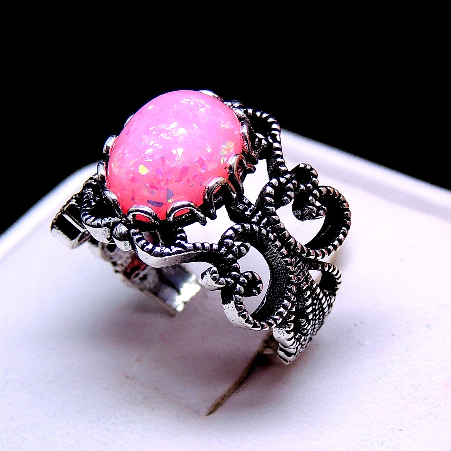FiligreeWhiteFireOpalStatementRingWomenGingerLyneCollection_Pink-4