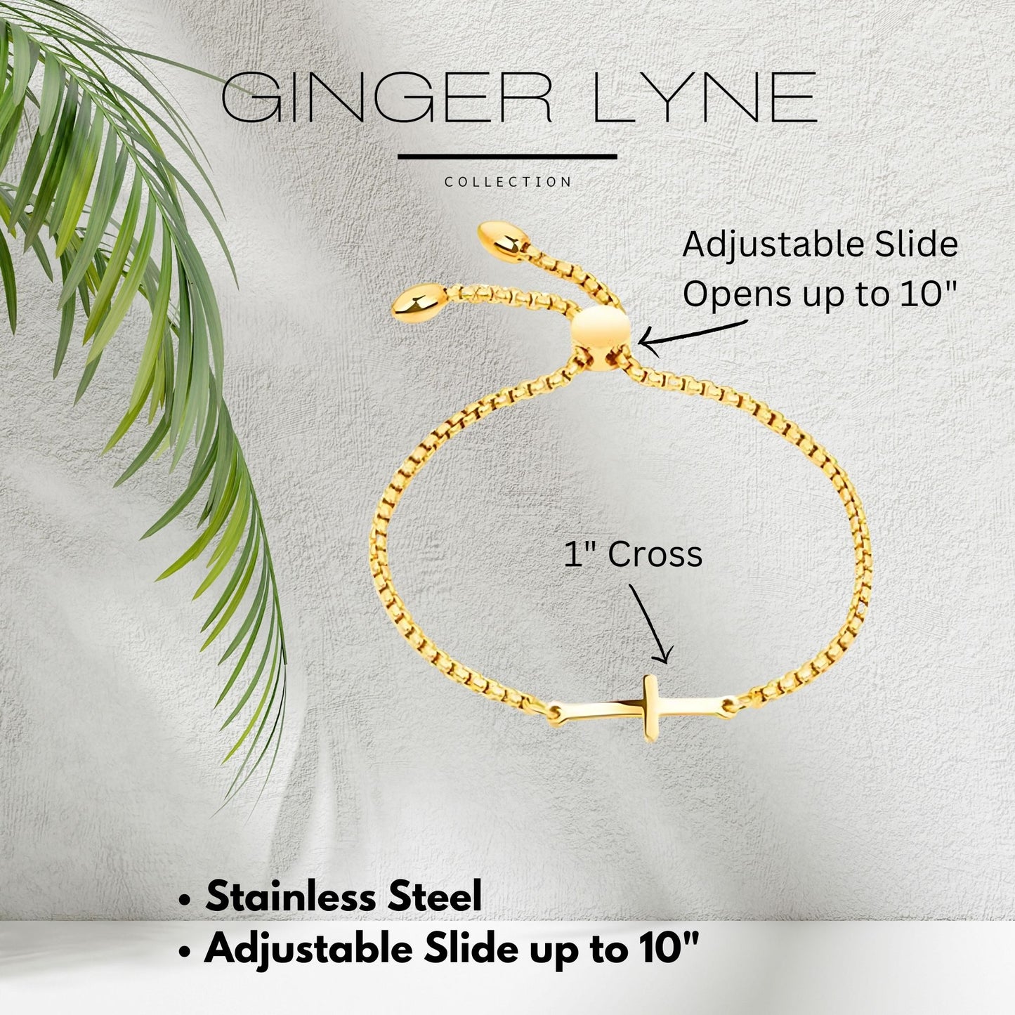 ReligiousCrossBraceletbyGingerLyneAdjustableStainlessSteelChainSilverorGoldFinish_Gold-6