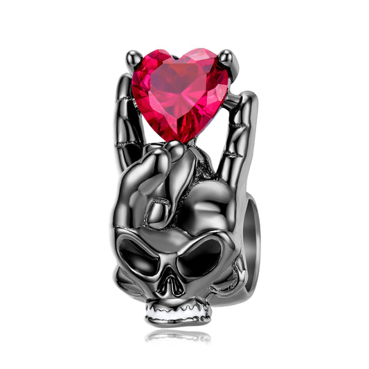 SkullGothicCharmEuropeanBeadRedCZSterlingSilverGingerLyneCollection_Silver-1