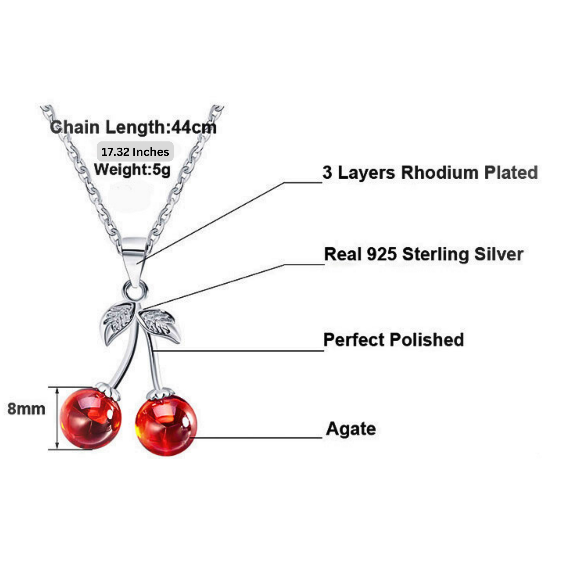 CherryNecklaceforWomenRedAgateSterlingSilverPendantandChainGingerLyneCollection_Red-7