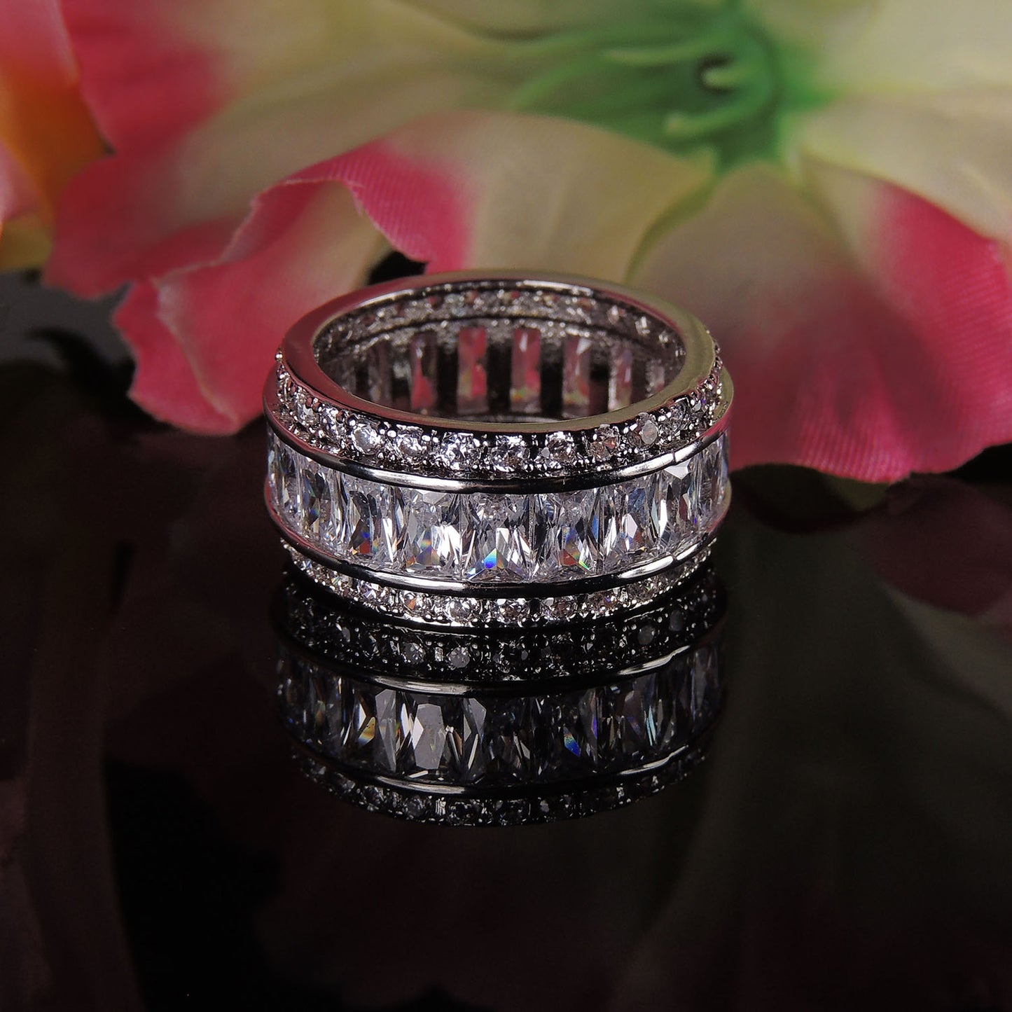 BrianaBandBridalEngagementRingCubicZirconiaWomensGingerLyneCollection_Silver-2
