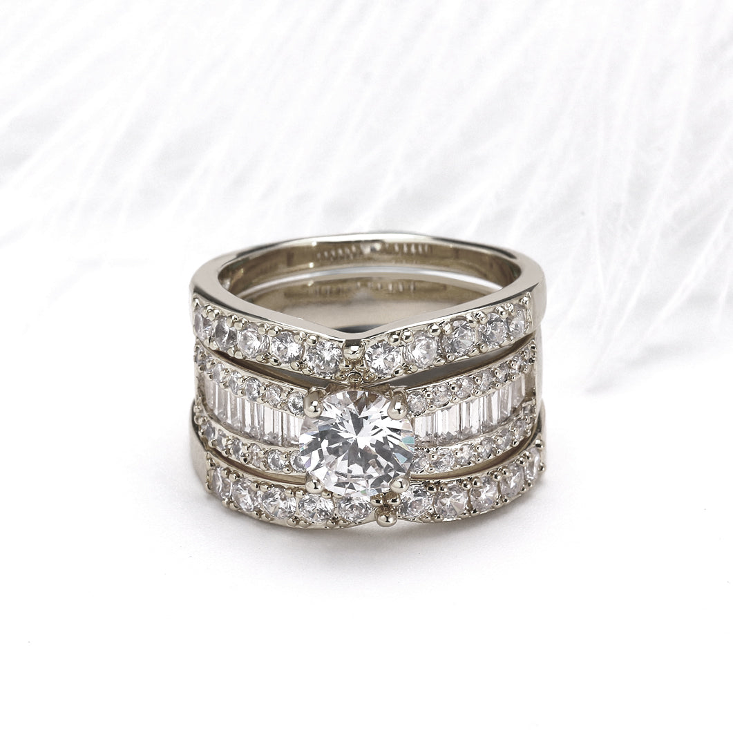 EnchanmentWeddingRingSetforWomen3pcCzEngagementMatchingBandGingerLyneCollection_Silver-3