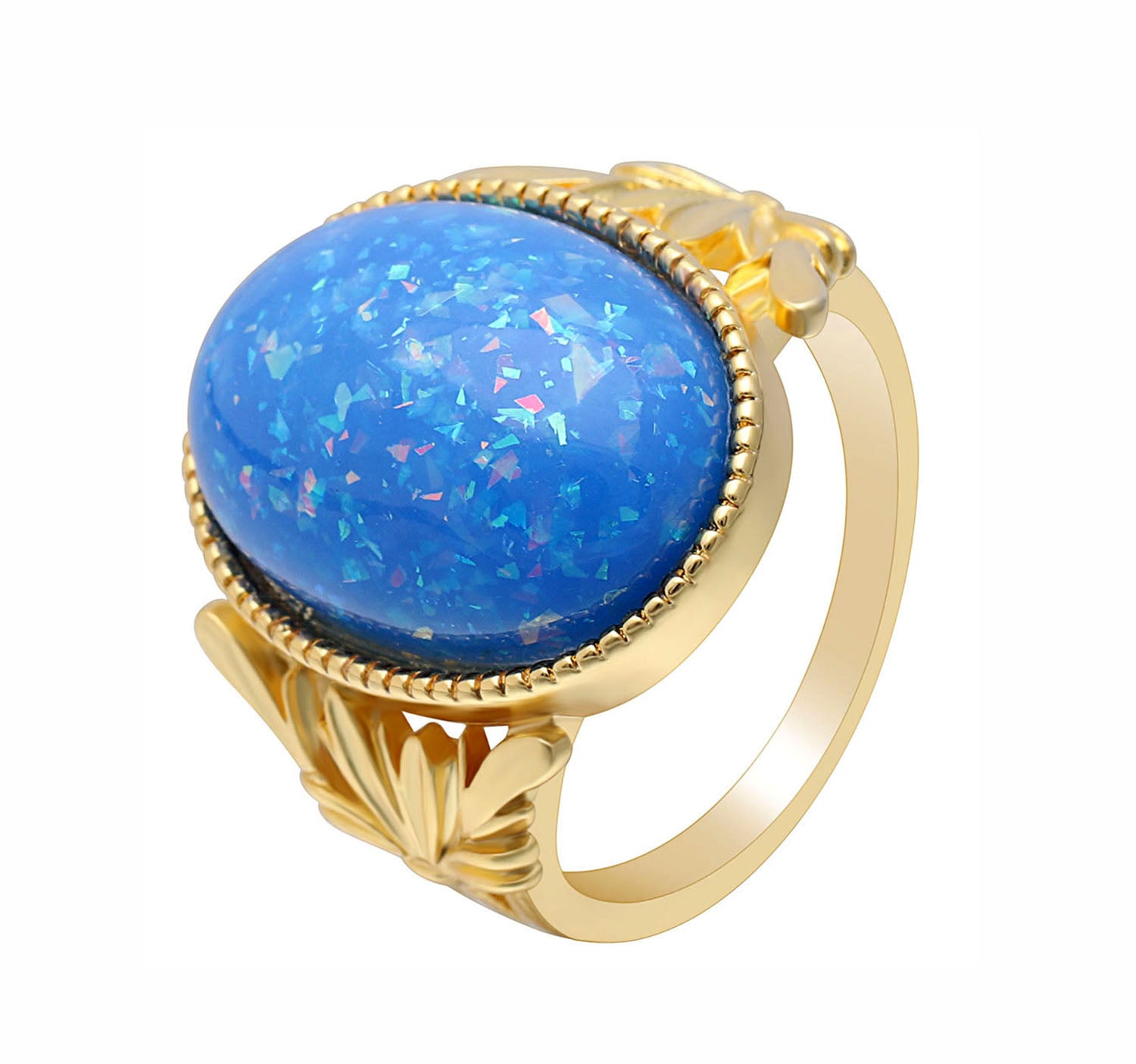 Alberta Simulated Blue Fire Opal Ring Womens by Ginger Lyne Collection - 5