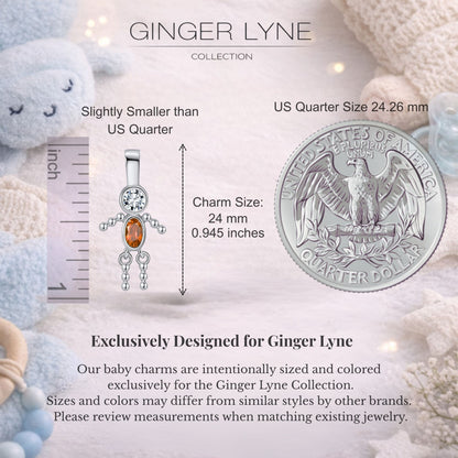 Baby Boy Birthstone Charm Children Pendants for Mom or Grandma Necklace by Ginger Lyne CZ Sterling Silver - Boy January