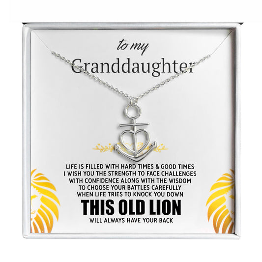 Granddaughter Greeting Card Silver Anchor Heart Necklace Women Ginger Lyne Collection