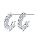 Load image into Gallery viewer, Half Round Curved Earrings for Women Sterling Silver Clear Cz Ginger Lyne Collection
