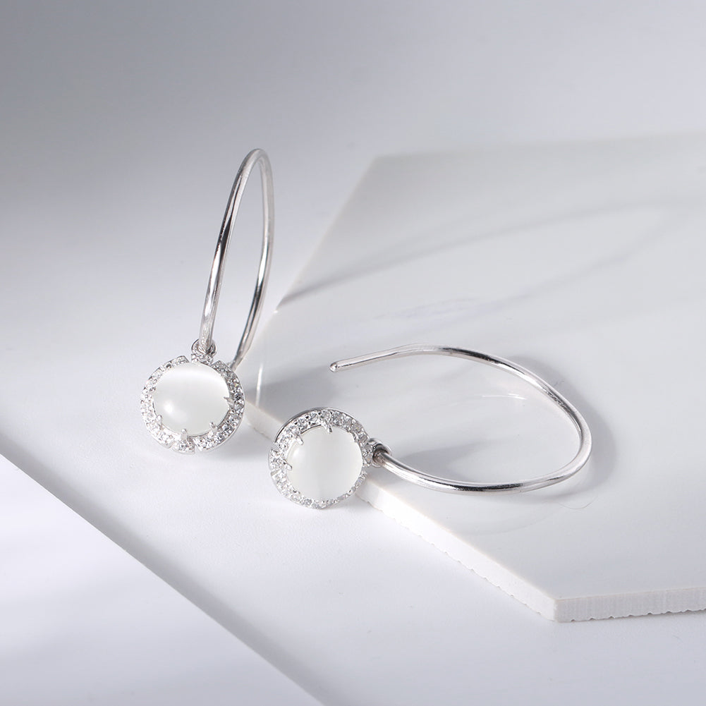 Drop Hook Earrings for Women Sterling Silver Cubic Zirconia Charm Ginger Lyne Collection - White