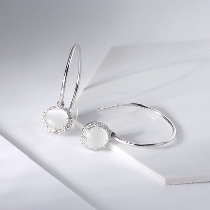 Drop Hook Earrings for Women Sterling Silver Cubic Zirconia Charm Ginger Lyne Collection - White