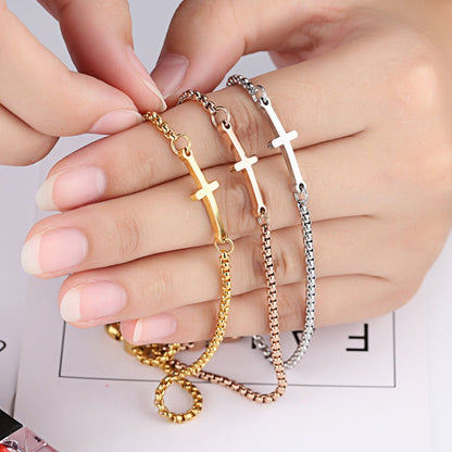 ReligiousCrossBraceletbyGingerLyneAdjustableStainlessSteelChainSilverorGoldFinish_Gold-5