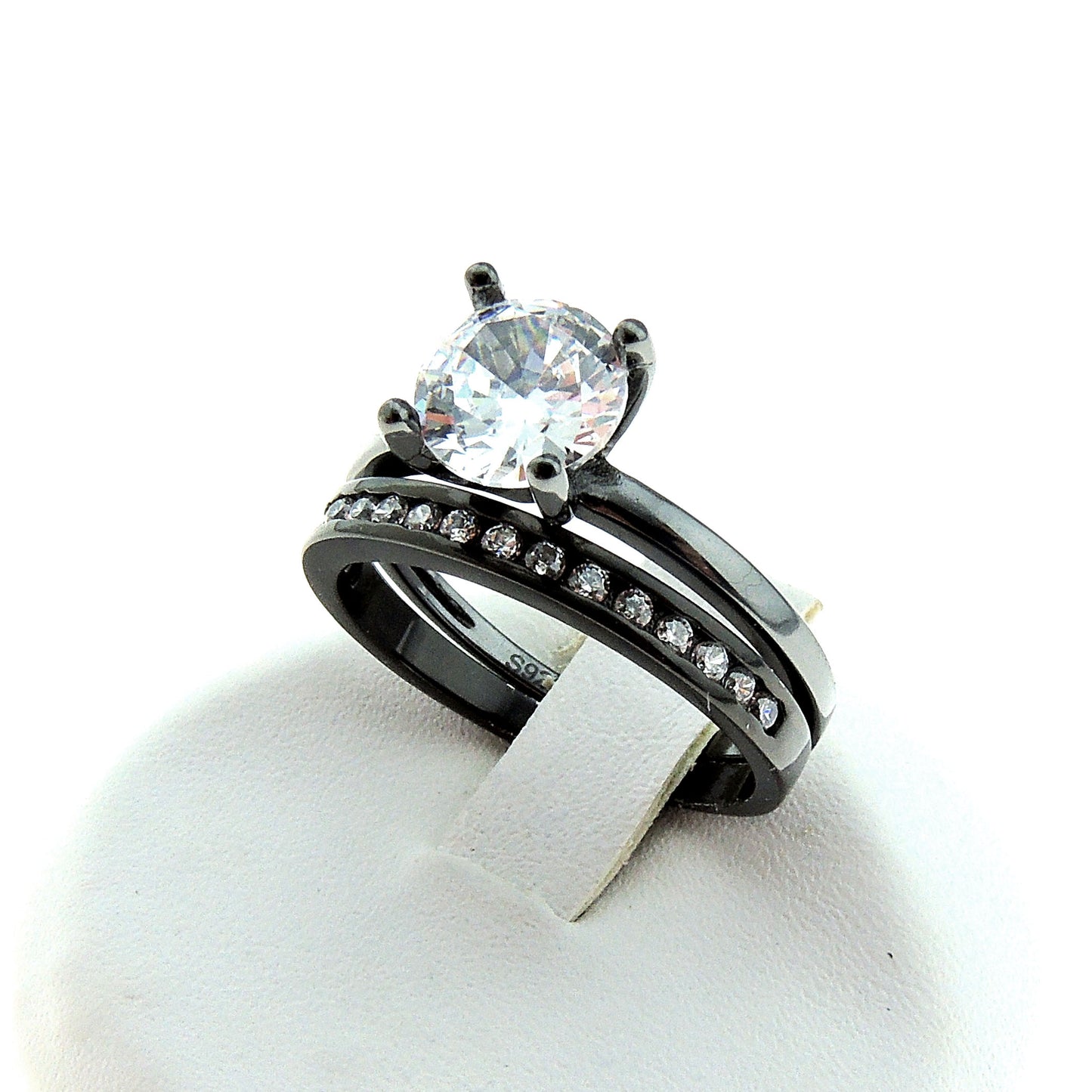 EnvyBridalSetSolitaireSilver1.25CtEngagementWomensGingerLyneCollection_Black/ClearSet-5