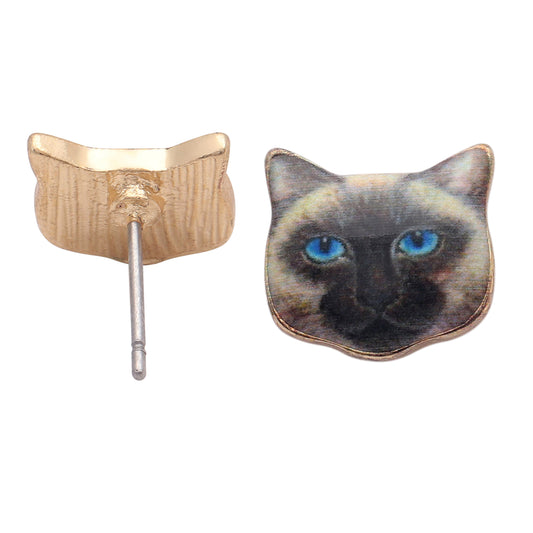 Siamese Kitty Cat Stud Earrings Blue Eye Girls Ginger Lyne Collection