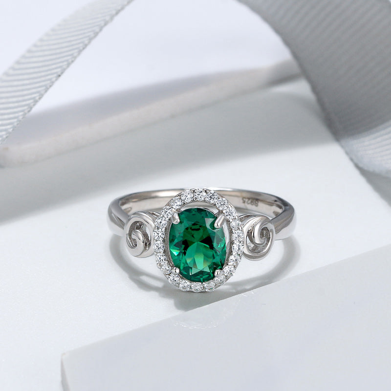 Engagement Statement Ring for Women Green CZ Sterling Silver Ginger Lyne Collection - 6
