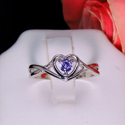 Christine Engagement Ring for Women Promise Heart Birthstone Cz Sterling Silver by Ginger Lyne