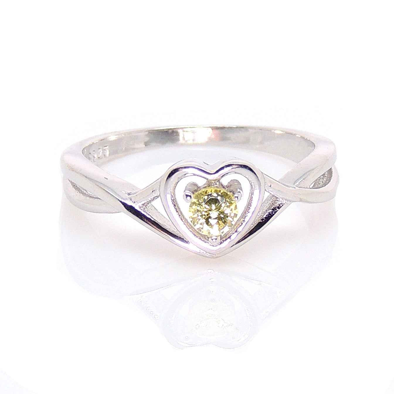 Christine Engagement Ring for Women Promise Heart Birthstone Cz Sterling Silver by Ginger Lyne