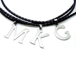 Load image into Gallery viewer, Initial Letter Necklace PU Leather Stainless Steel Men Women Ginger Lyne Collection - Z
