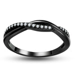 Load image into Gallery viewer, Sterling Silver Black Wedding Band for Women Half Eternity Cz Anniversary Ring by Ginger Lyne Collection - Black Clear Stones,14
