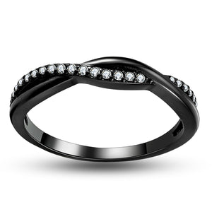 Sterling Silver Black Wedding Band for Women Half Eternity Cz Anniversary Ring by Ginger Lyne Collection - Black Clear Stones,14