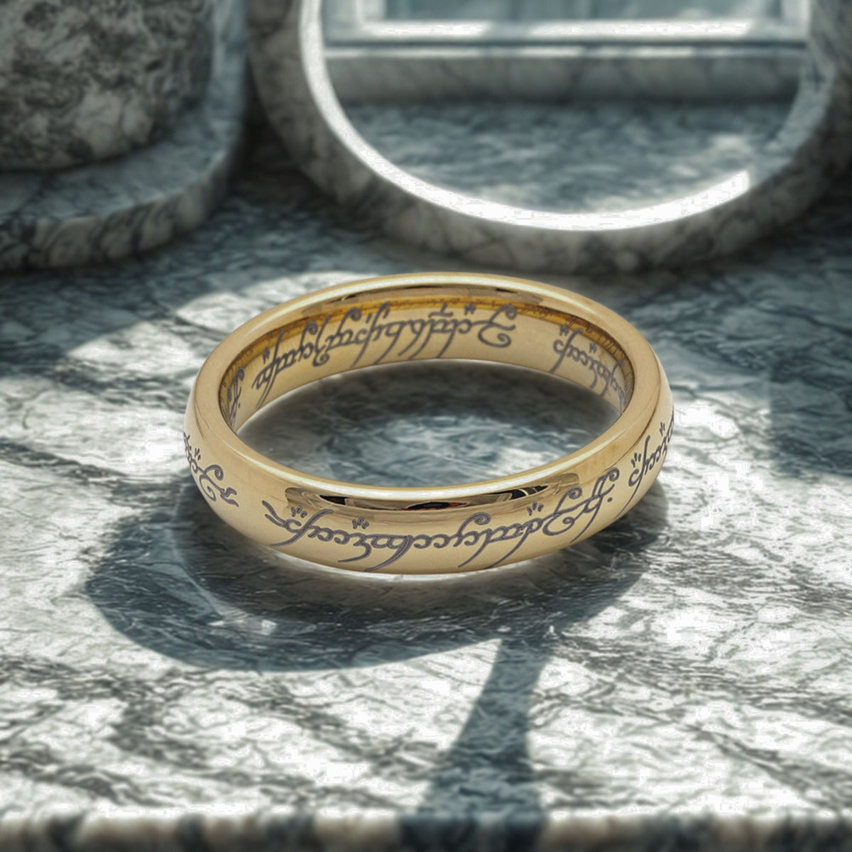 4mmGoldToneTungstenCarbideWeddingBandRingComfortFitSize10AnniversaryGiftforWomenbyGingerLyne_4mmGold-4