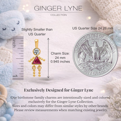 Birthstone Family Pendant for Mom by Ginger Lyne Stainless Steel Cubic Zirconia Charms For Grandma Necklace_Female-July-Gold-2
