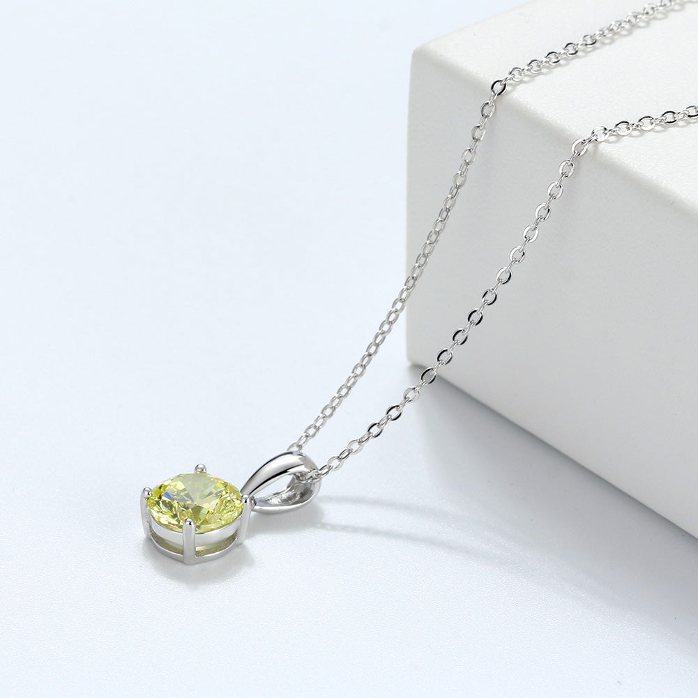 Solitaire Birthstone Necklace for Women Cz Sterling Silver Ginger Lyne Collection - August-Peridot Green
