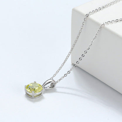 Solitaire Birthstone Necklace for Women Cz Sterling Silver Ginger Lyne Collection - August-Peridot Green