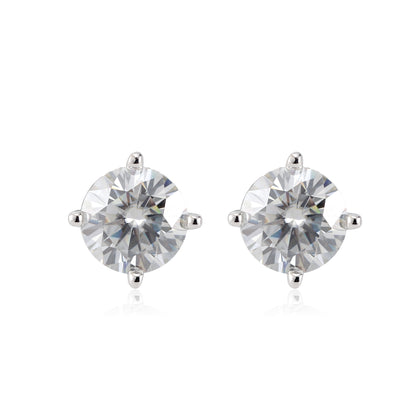 Amore 2 Ctw or 4 Ctw Moissanite Solitaire Stud Earrings for Women by Ginger Lyne Sterling Silver