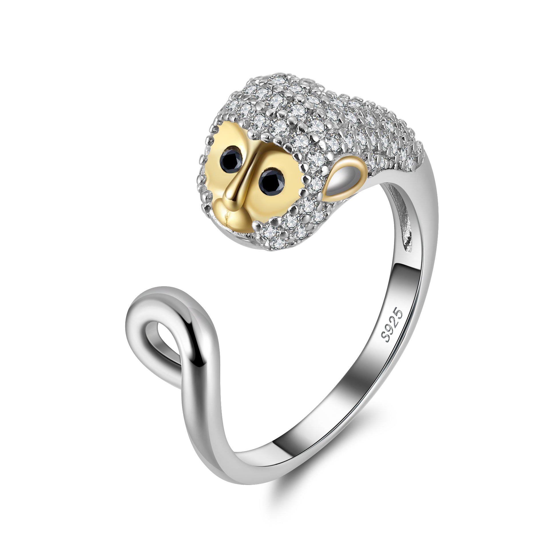 Monkey Wrap Ring Gold Sterling Silver Cubic Zirconia Women Ginger Lyne Collection