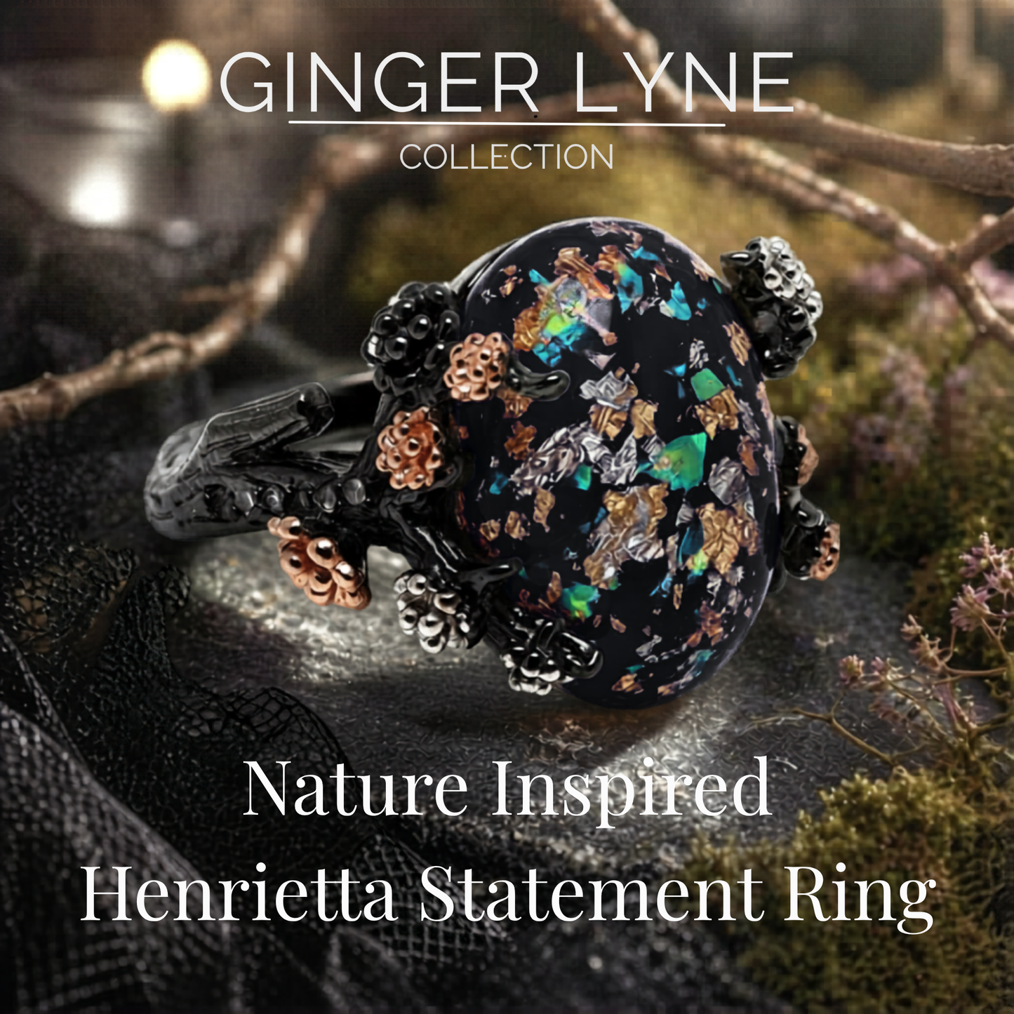 HenriettaSterlingSilverBlackTreeBranchGothicInspiredFireOpalRingforWomenbyGingerLyne_BlackSetting-2