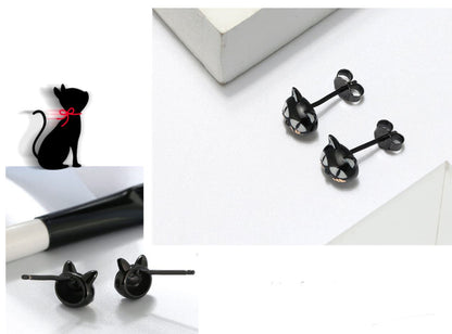 GinnyBlackCatKittyStudEarringsforWomenSterlingSilverGingerLyneCollection_Black-2