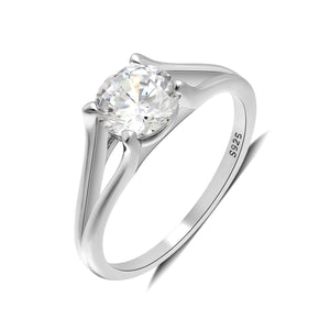 Ariel Engagement Ring Cubic Zirconia Women Sterling Silver Ginger Lyne Collection - Silver,10