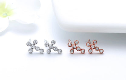 Religious Cross Stud Earrings for Women Cz Sterling Silver Ginger Lyne Collection - Silver