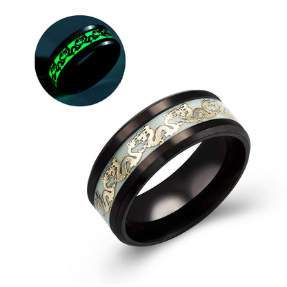 GlowinDarkDragonBlackSteelWeddingBandRingMenWomenGingerLyneCollection_Black-3