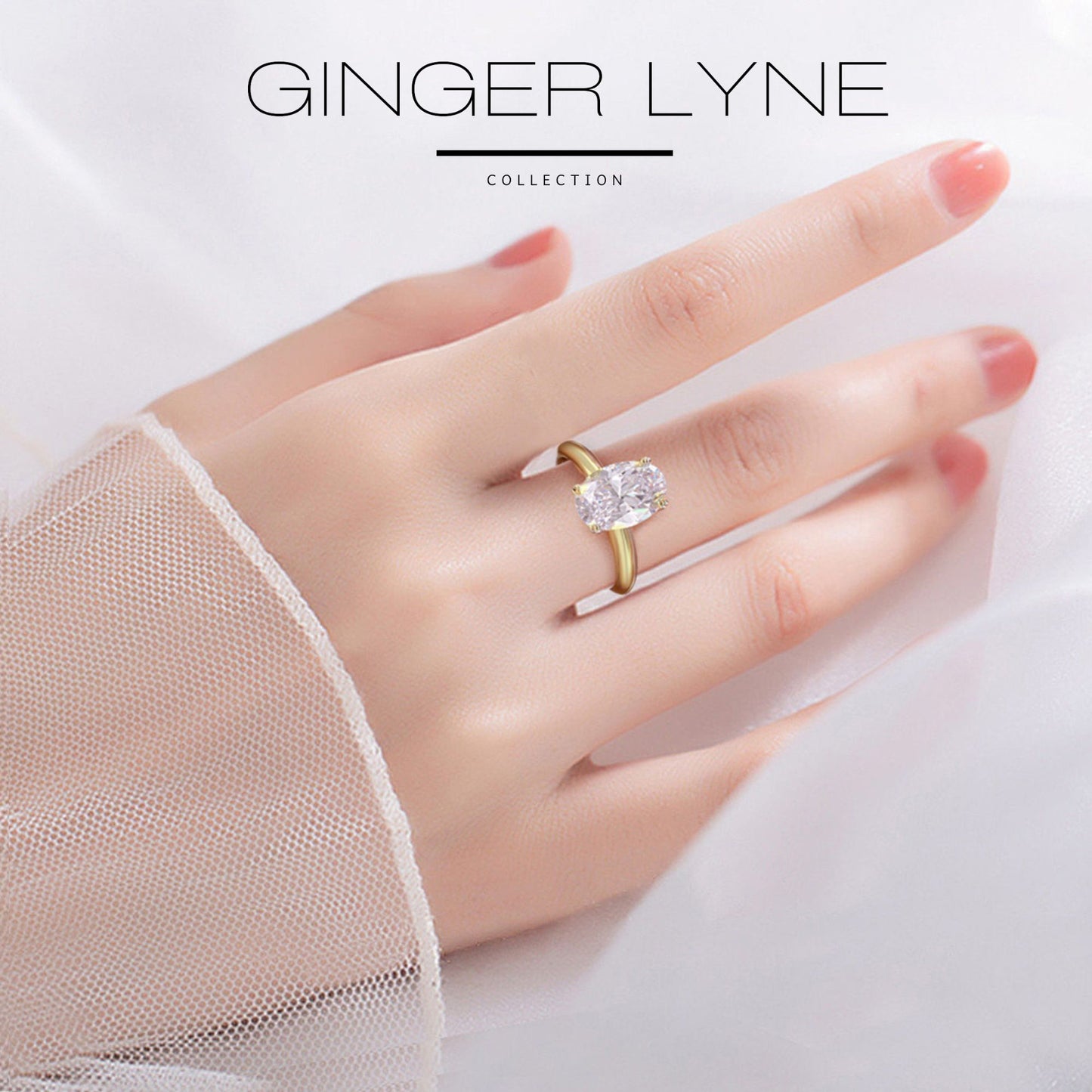 Solitaire3CtOvalCutEngagementRingforWomenSterlingSilver8ACZGingerLyneCollection_GoldTone-7