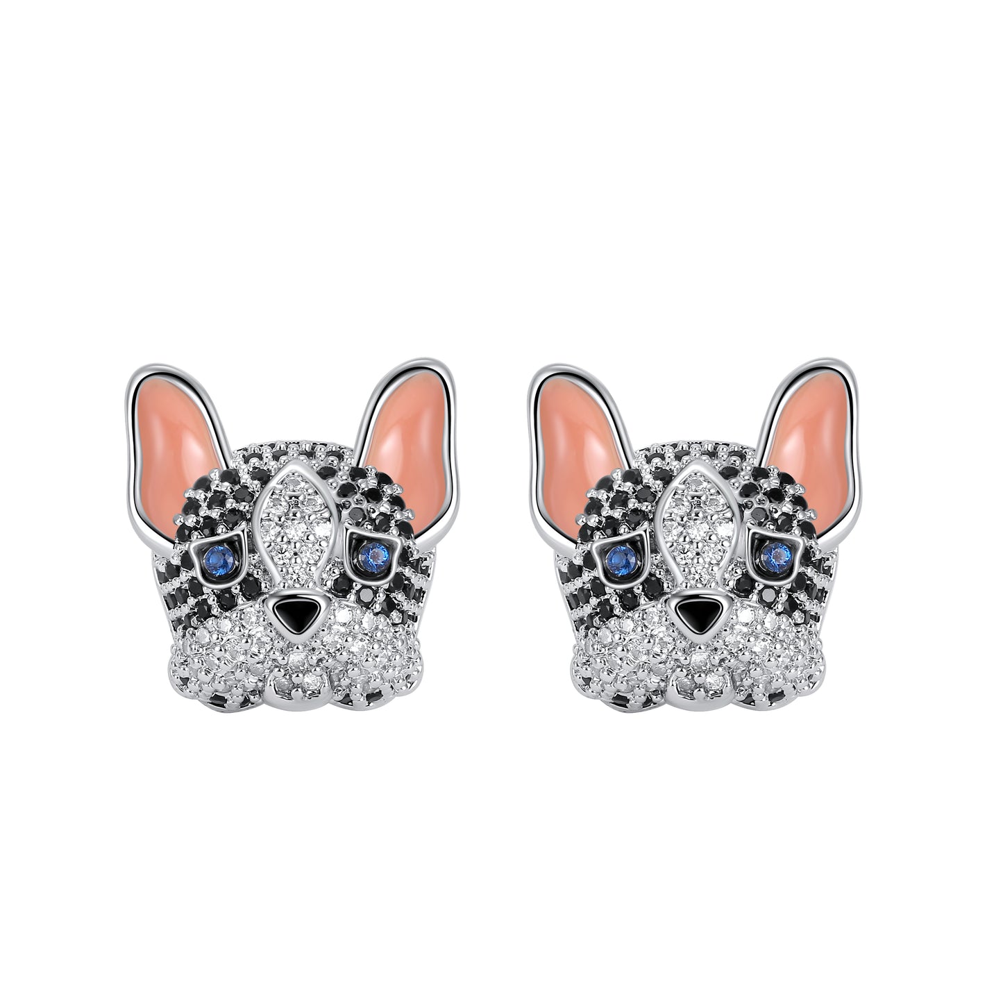 Frenchie Stud Earrings French Bulldog White Dog Cubic Zirconia Girls Ginger Lyne Collection