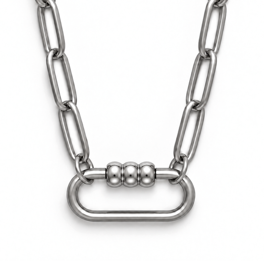 Carabiner Charm Holder Necklace for Women by Ginger Lyne 18KT Gold Plated Stainless Steel 18-20"