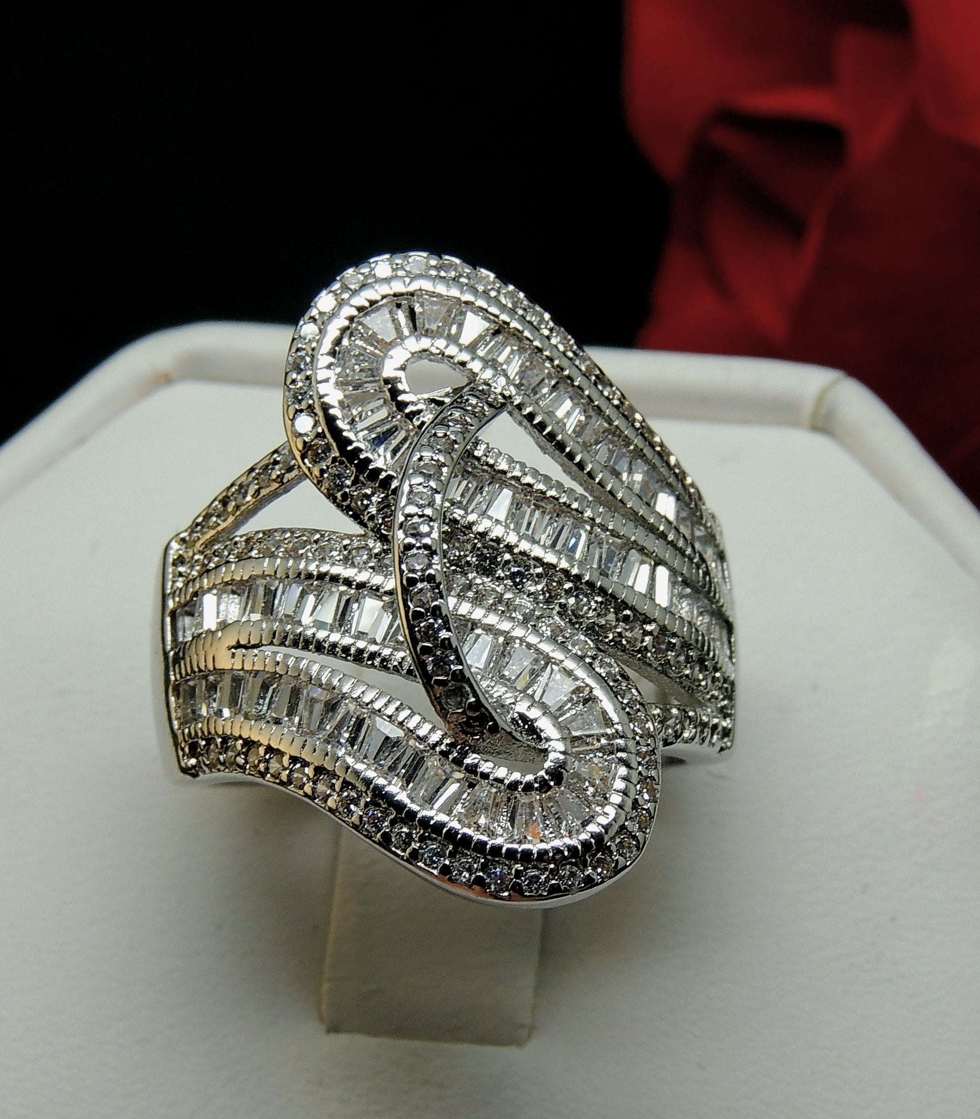 PriscillaStatementRingBaguetteCubicZirconiaWomensGingerLyneCollection_Silver-4