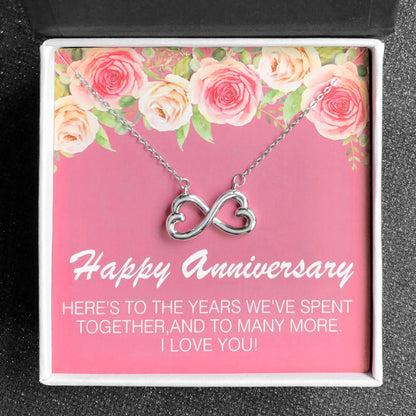 Anniversary Greeting Card Sterling Silver Infinity Hearts Necklace Ginger Lyne Collection